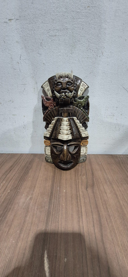 60’s Vintage Ceramic Hand Carved Aztec Face - Wall Hanging Plaque