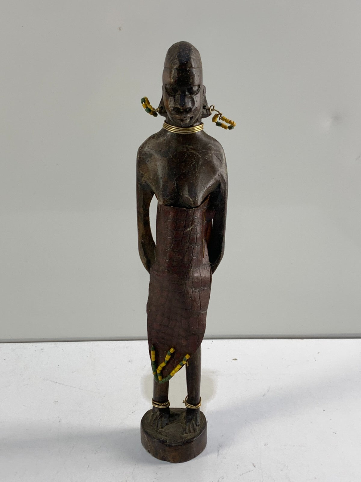 Vintage 1970s Solid Wood Zulu Warrior Rhodesia Tribal African Carving Figure