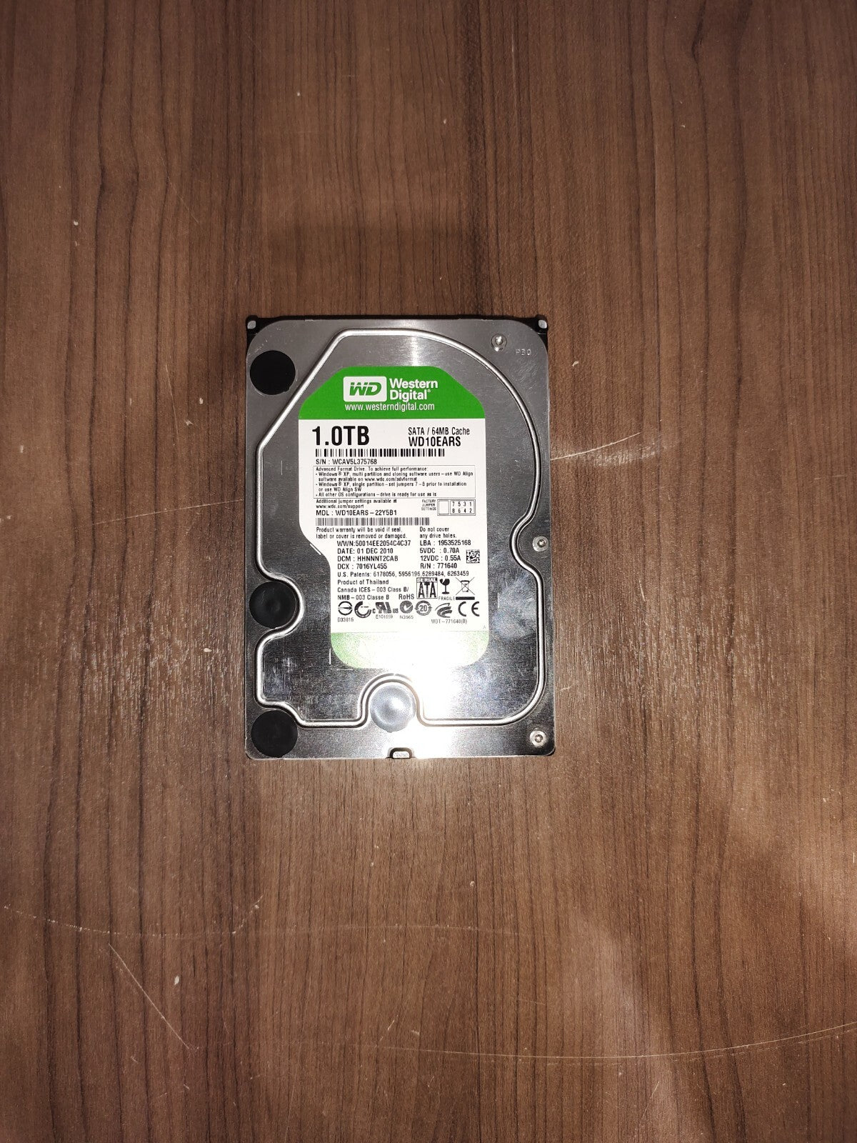 Western Digital WD10EARS - 1.0TB SATA Hard Drive 64MB Cache - WD10EARS-22Y5B1