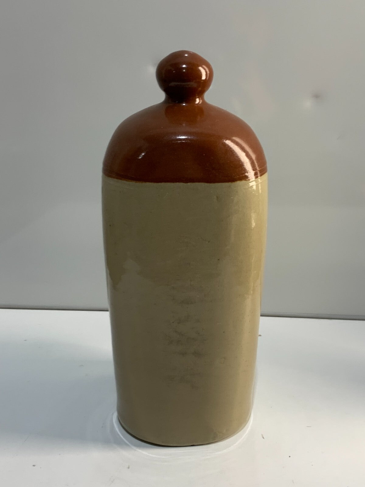 Antique Stoneware Hot Water Bottle With Rubber Seal 12 inches
