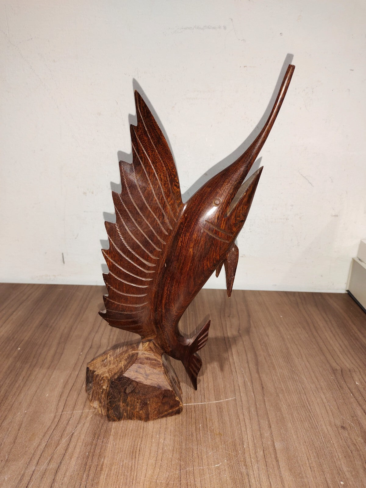 Hand Carved Wooden Sailfish Fish Marlin Marine Sculpture