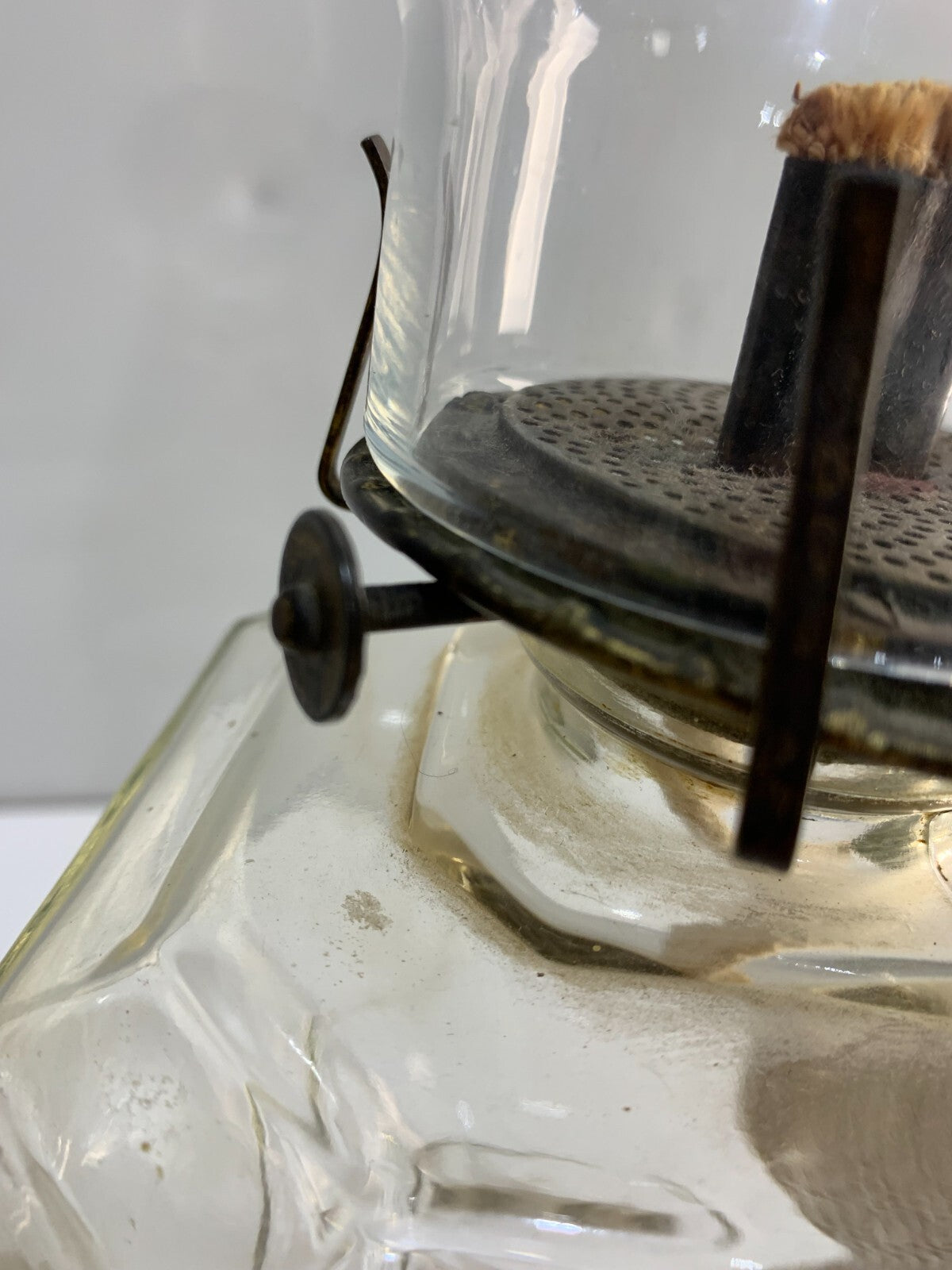 Antique Pat. 1925 Oil Lamp, Clear Pressed.