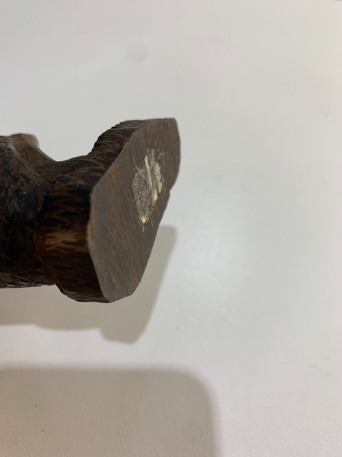 Hand Carved Wooden African Tribal Man Figure With Smoke Pipe