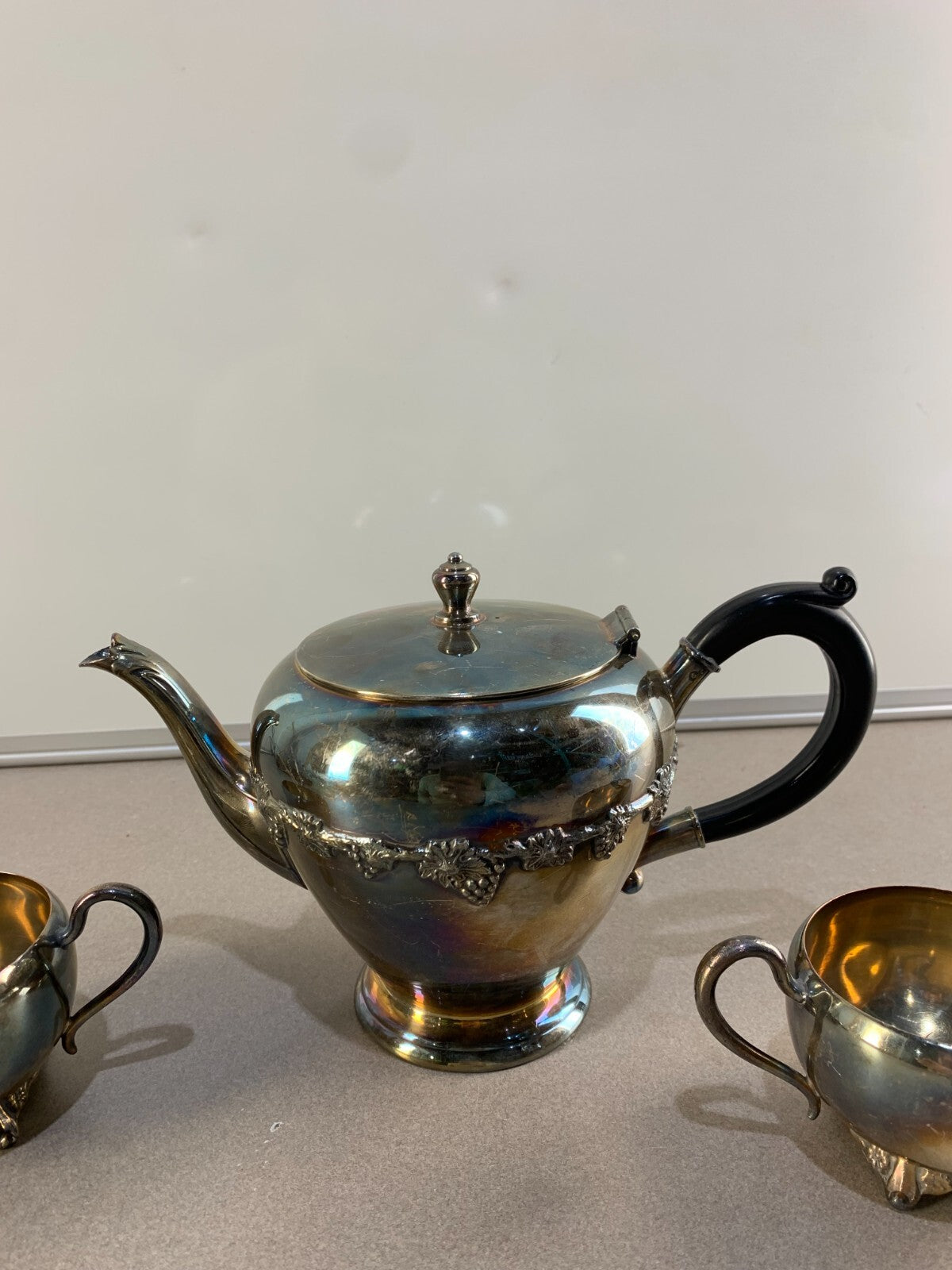 Wm. A Rogers Silver Plated Coffee or Tea Pot Sugar Bowl and Creamer Serve Set