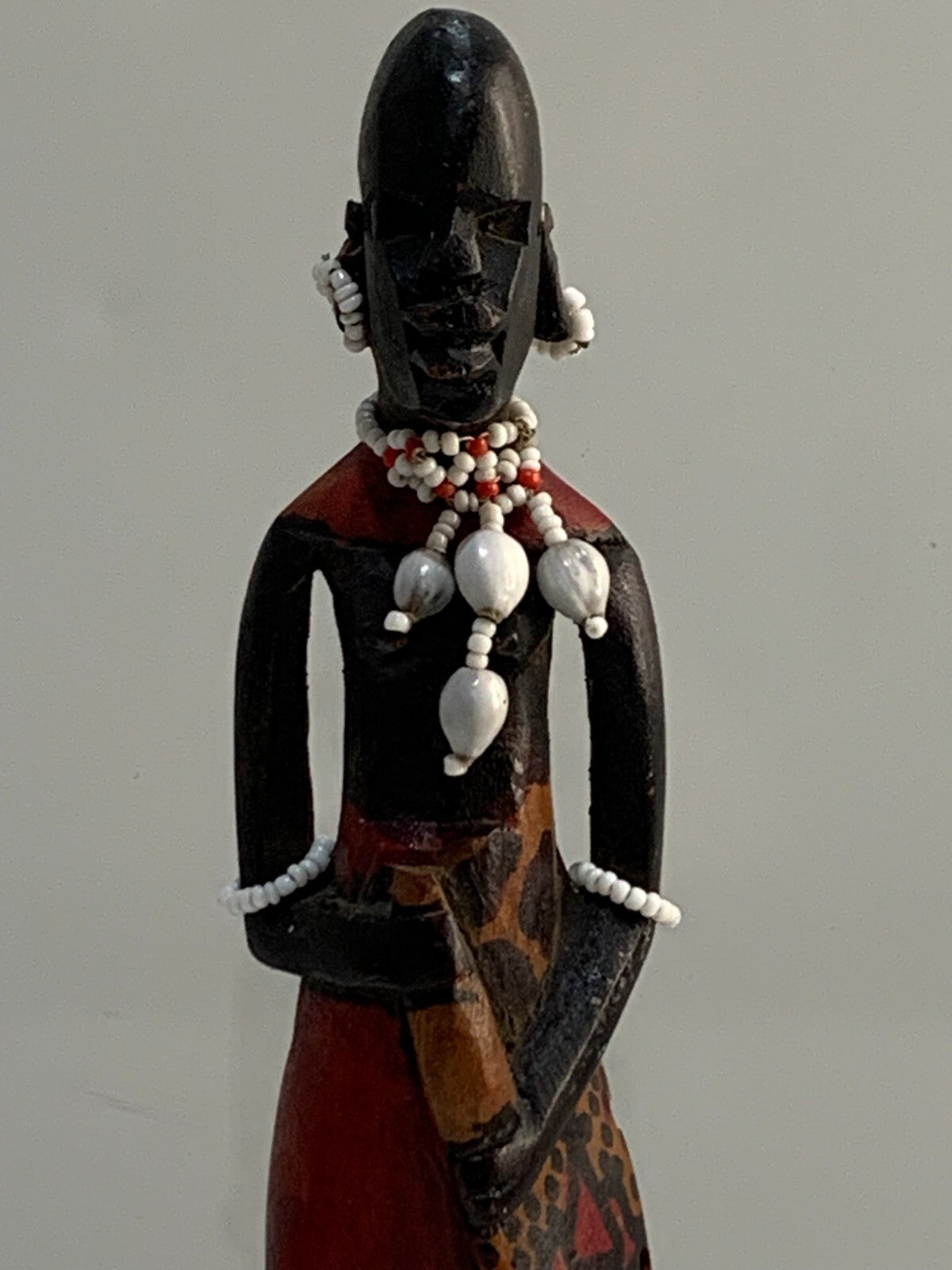 African Art - Maasai Warrior Hand Carved Wood Statue Sculpture.