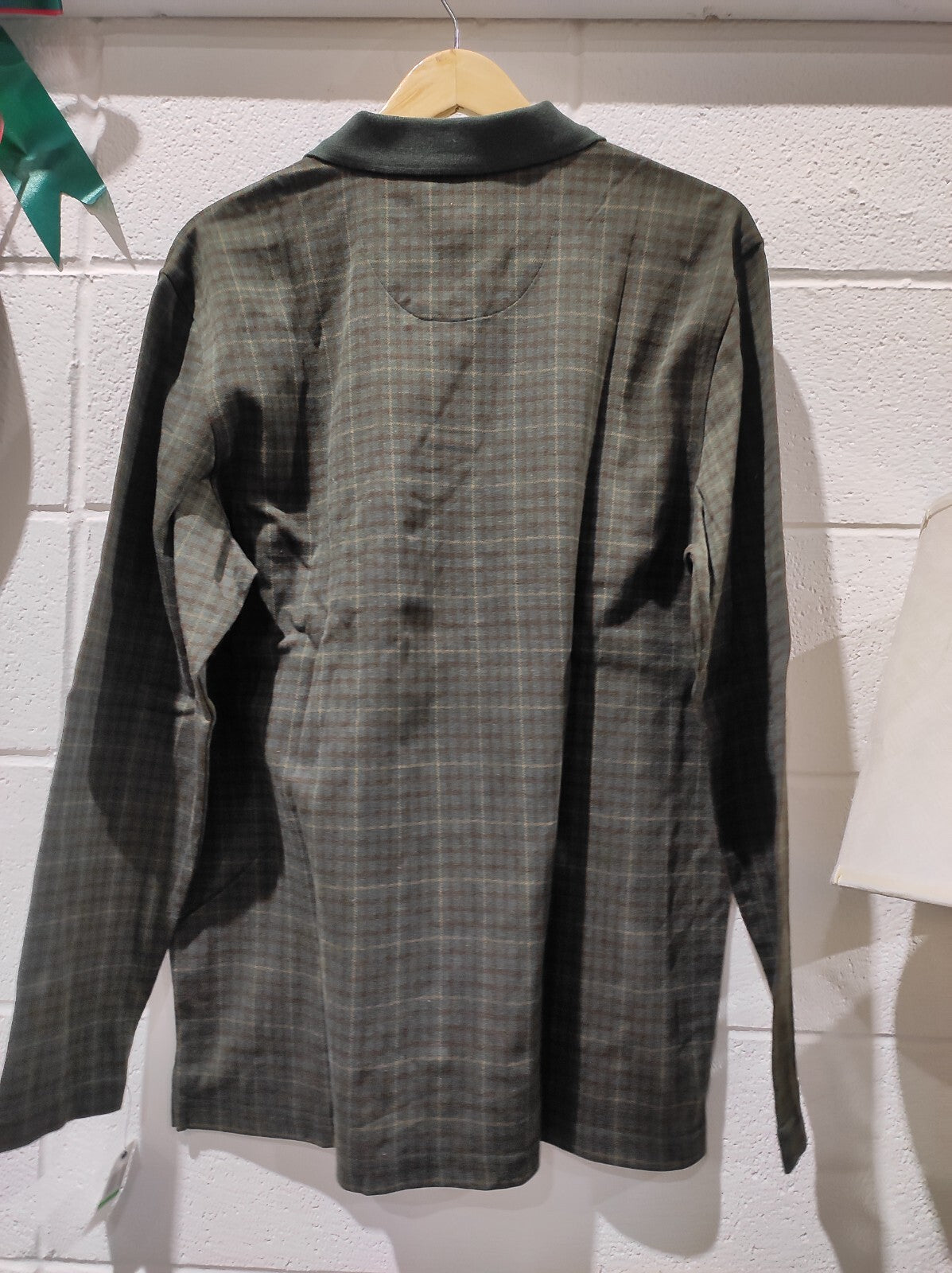 ARROW USA 1851 L POLO SHIRT GREEN PLAID SMALL Polo