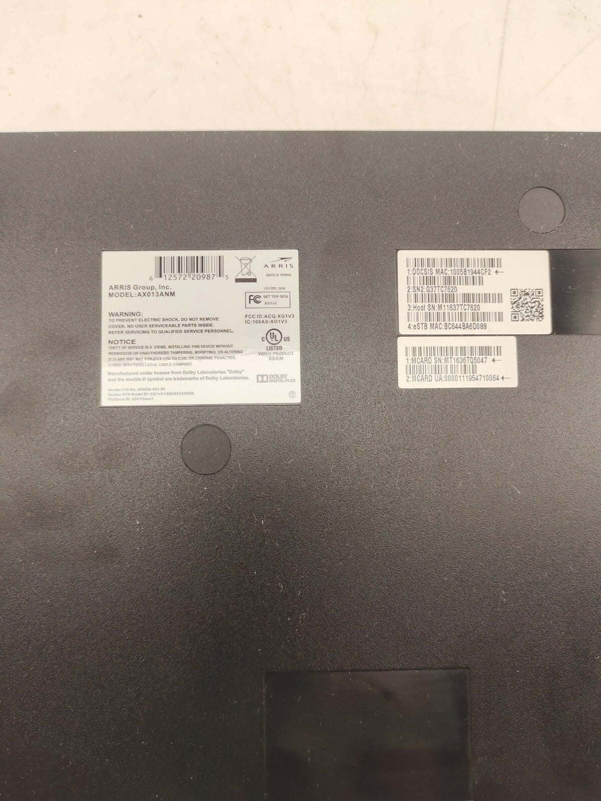 Shaw TV Box AX013ANM XG1-A