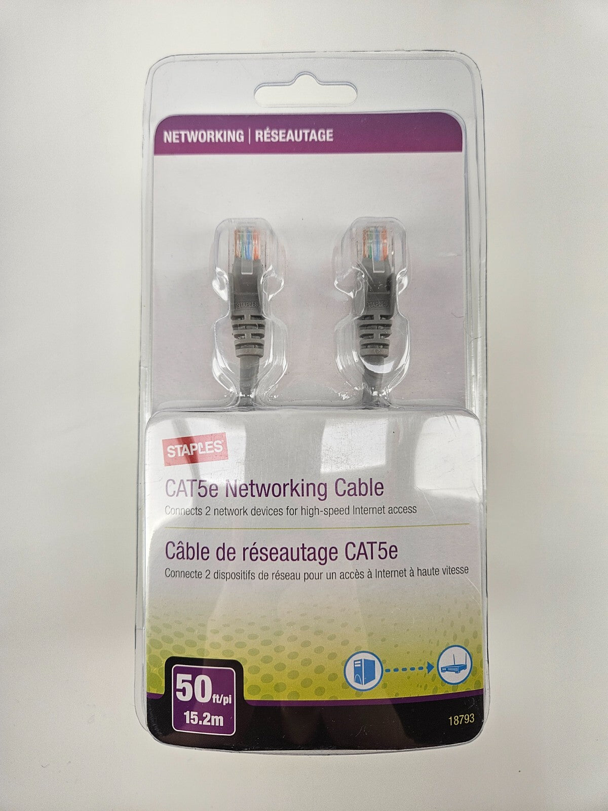 50FT Cat5e Ethernet Patch Cord Grey LAN Internet Cat 5e Cable RJ45 Router Cord