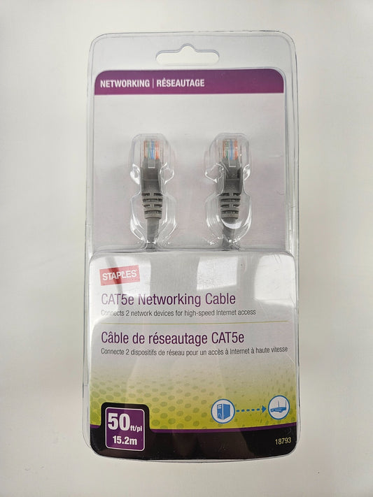 50FT Cat5e Ethernet Patch Cord Grey LAN Internet Cat 5e Cable RJ45 Router Cord