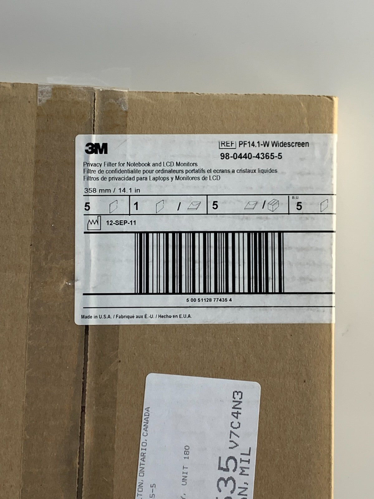 3M™ Privacy Filter for Widescreen Notebooks, 14.1 Inch, (PF14.1W)