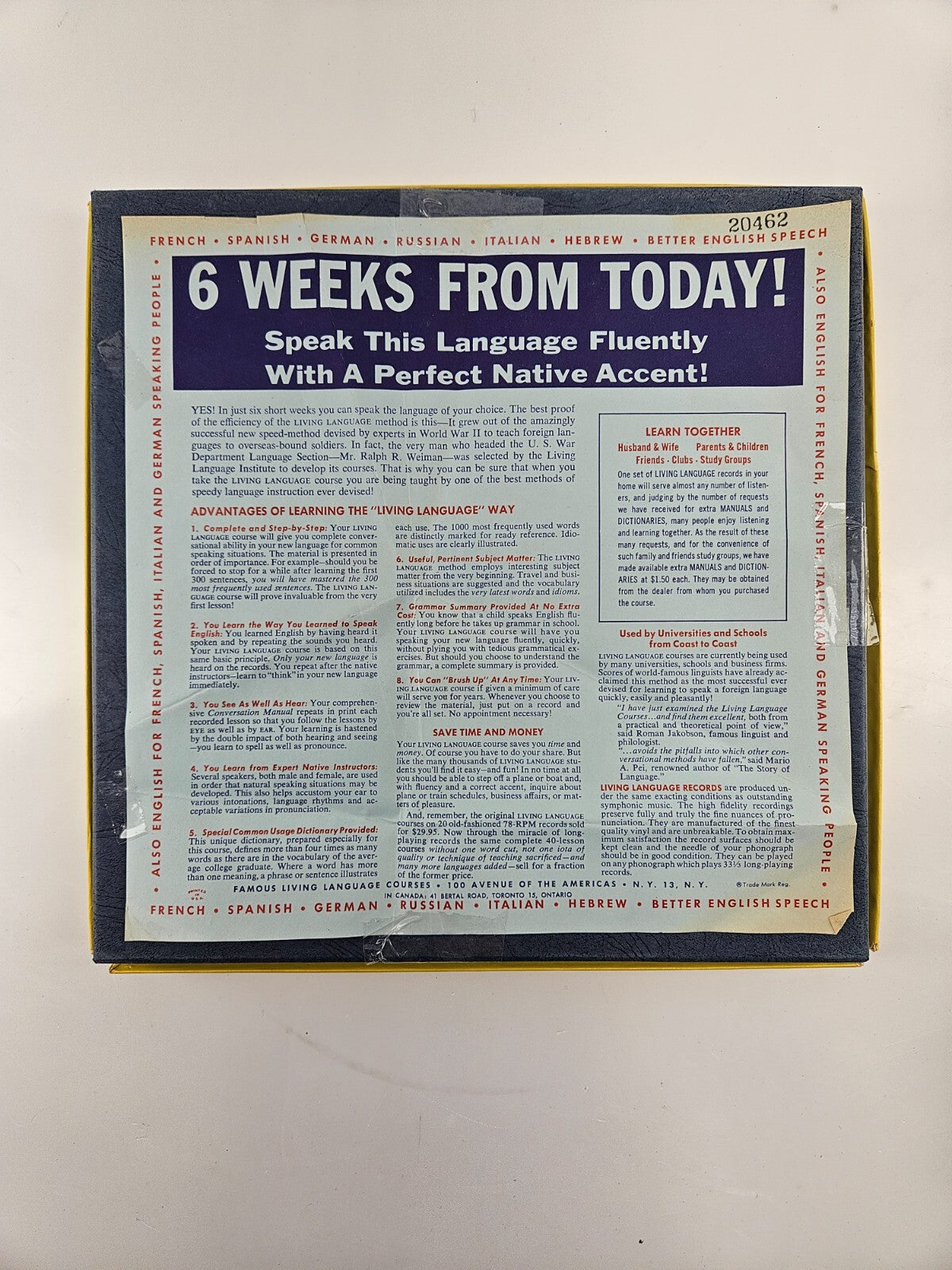 1958 Living HEBREW Language Course 40 Lessons 4 LP Records