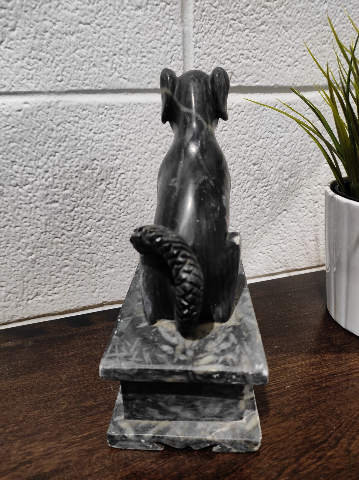 Vintage Dog Sculpture Figurine Made of Marble