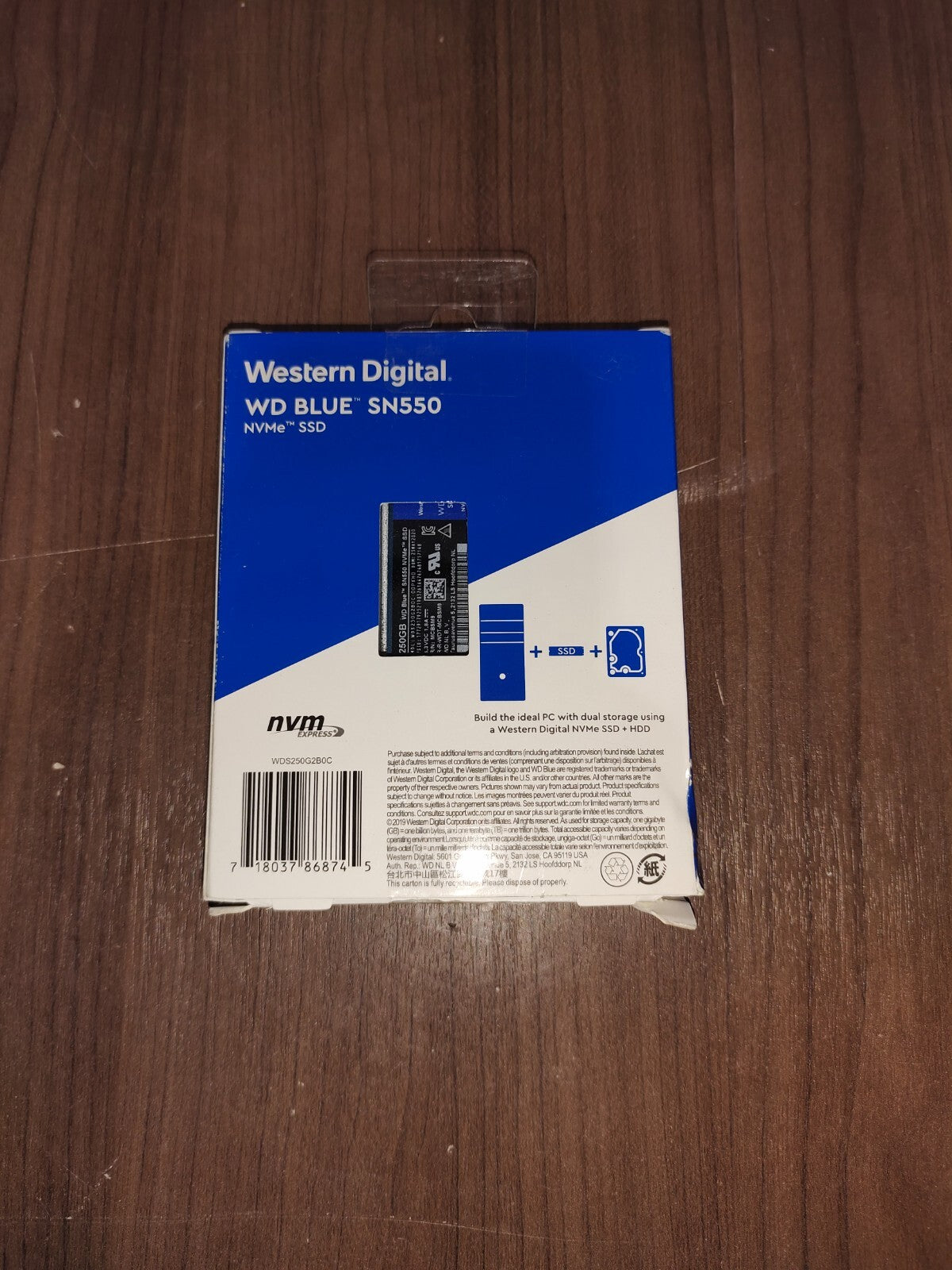 WESTERN DIGITAL WD BLUE 250GB SN550 M.2 NVMe SSD (WDS100T2B0C)