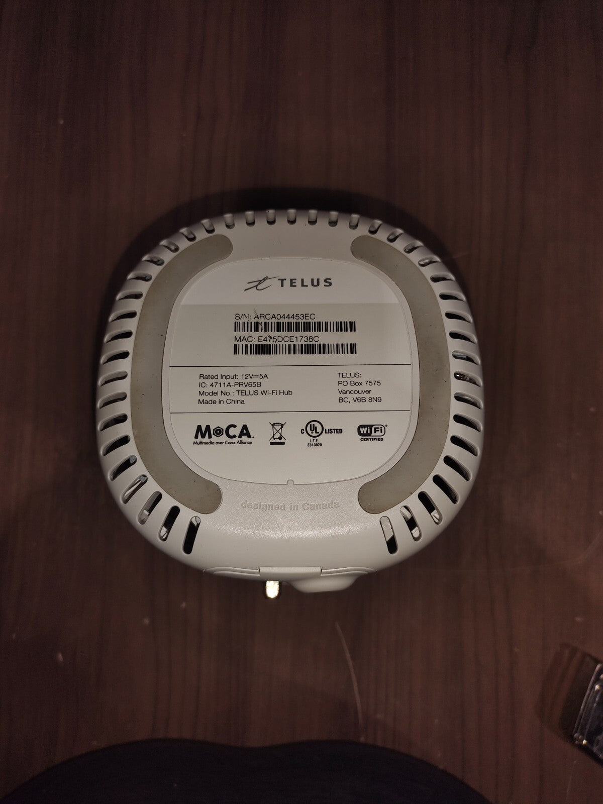 Telus PRV65B White Wi-Fi Hub Modem High-Performance