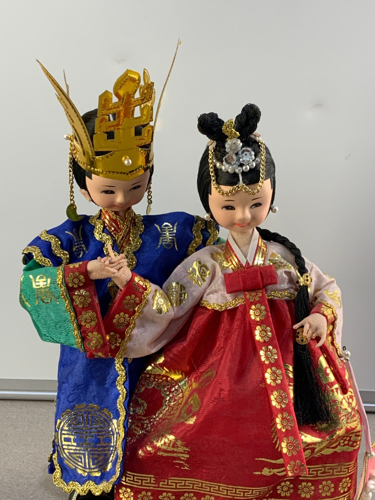 Vintage Korean Dolls Traditional Bride & Groom in Hanbok Attire