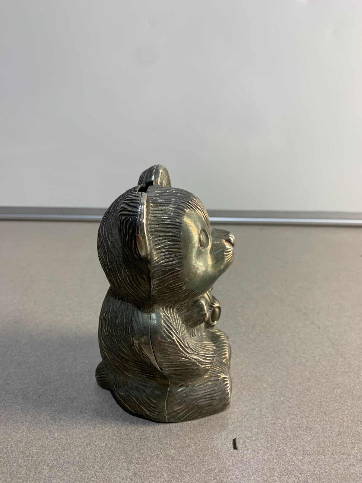 Vintage Hong Kong Bear Silver Plated Money Box Piggy Bank