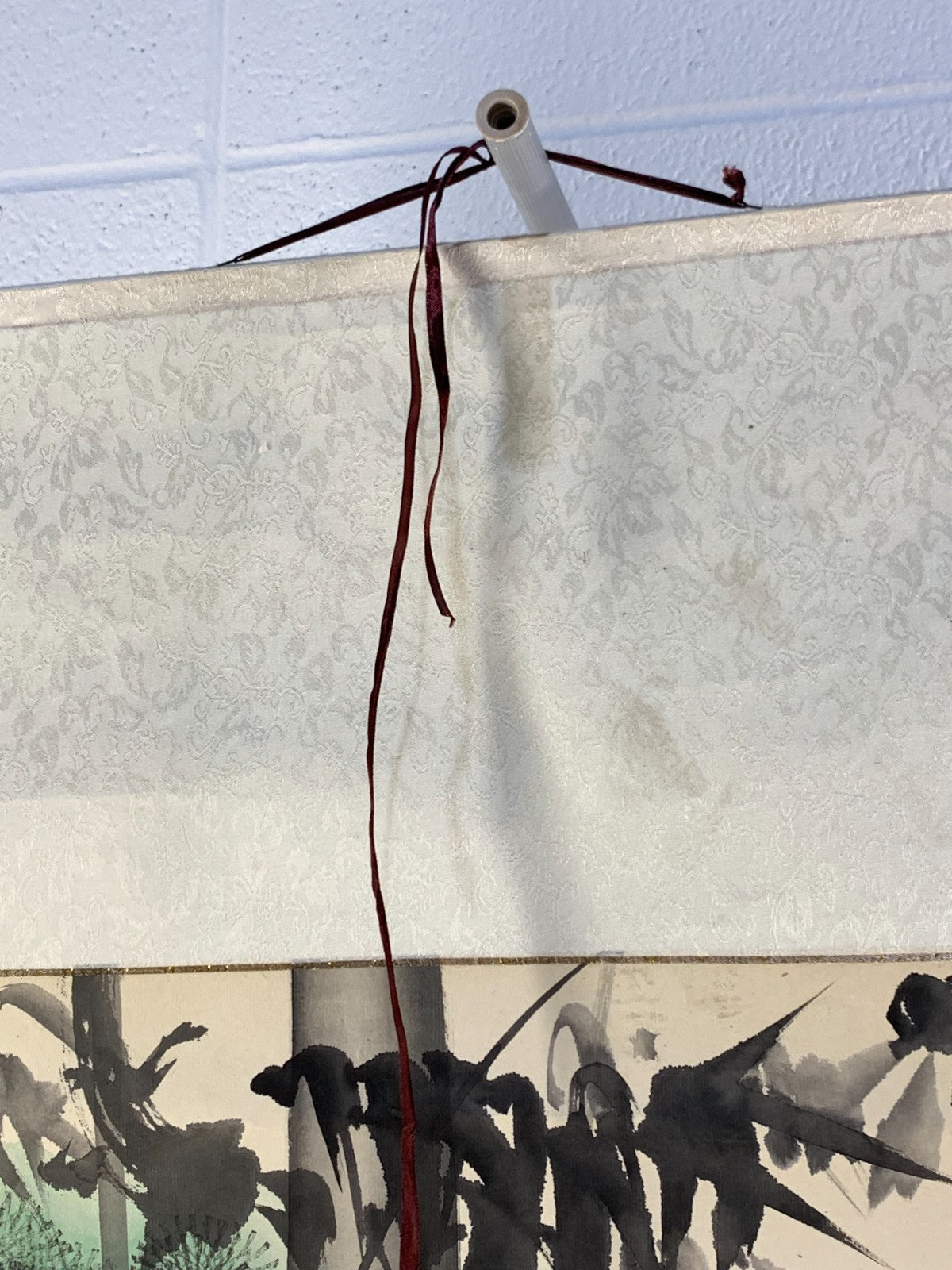 Rare Chinese Scroll Painting Bamboo & Plum Blossom – Calligraphy by Ding Yanyong