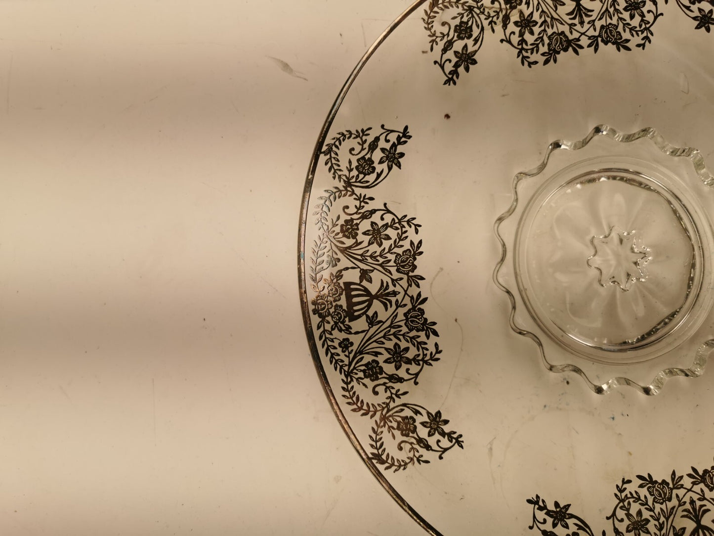 Vintage Sterling Silver Overlay Pedestal cake stand/Serving Platter