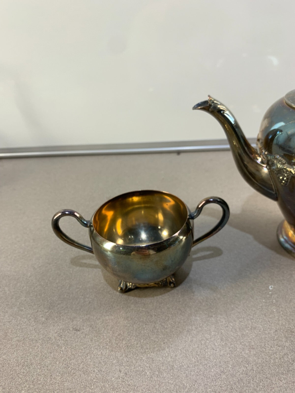 Wm. A Rogers Silver Plated Coffee or Tea Pot Sugar Bowl and Creamer Serve Set