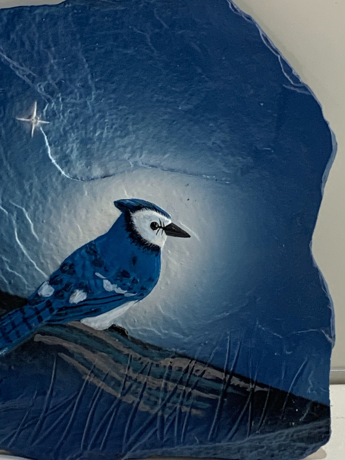 "Blue jay" from the original painting of artists Lee Hopkins and Neal Doucette