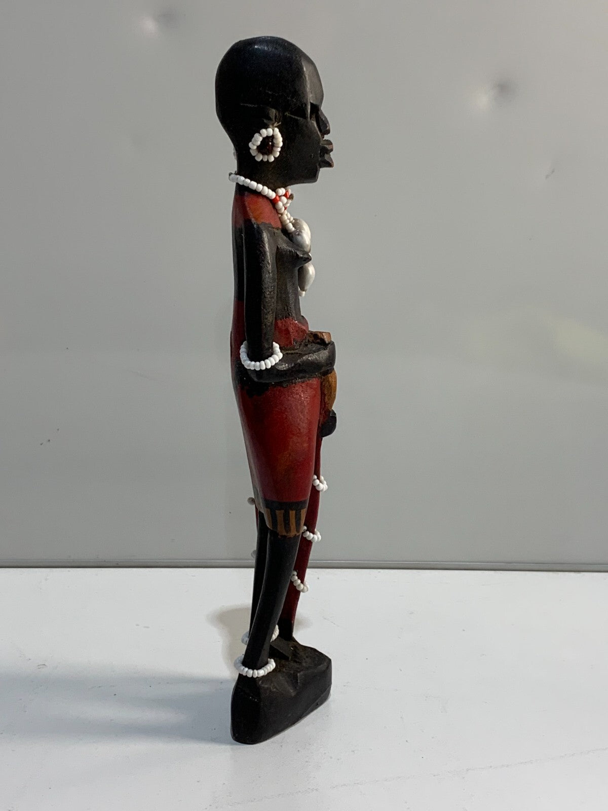 African Art - Maasai Warrior Hand Carved Wood Statue Sculpture.