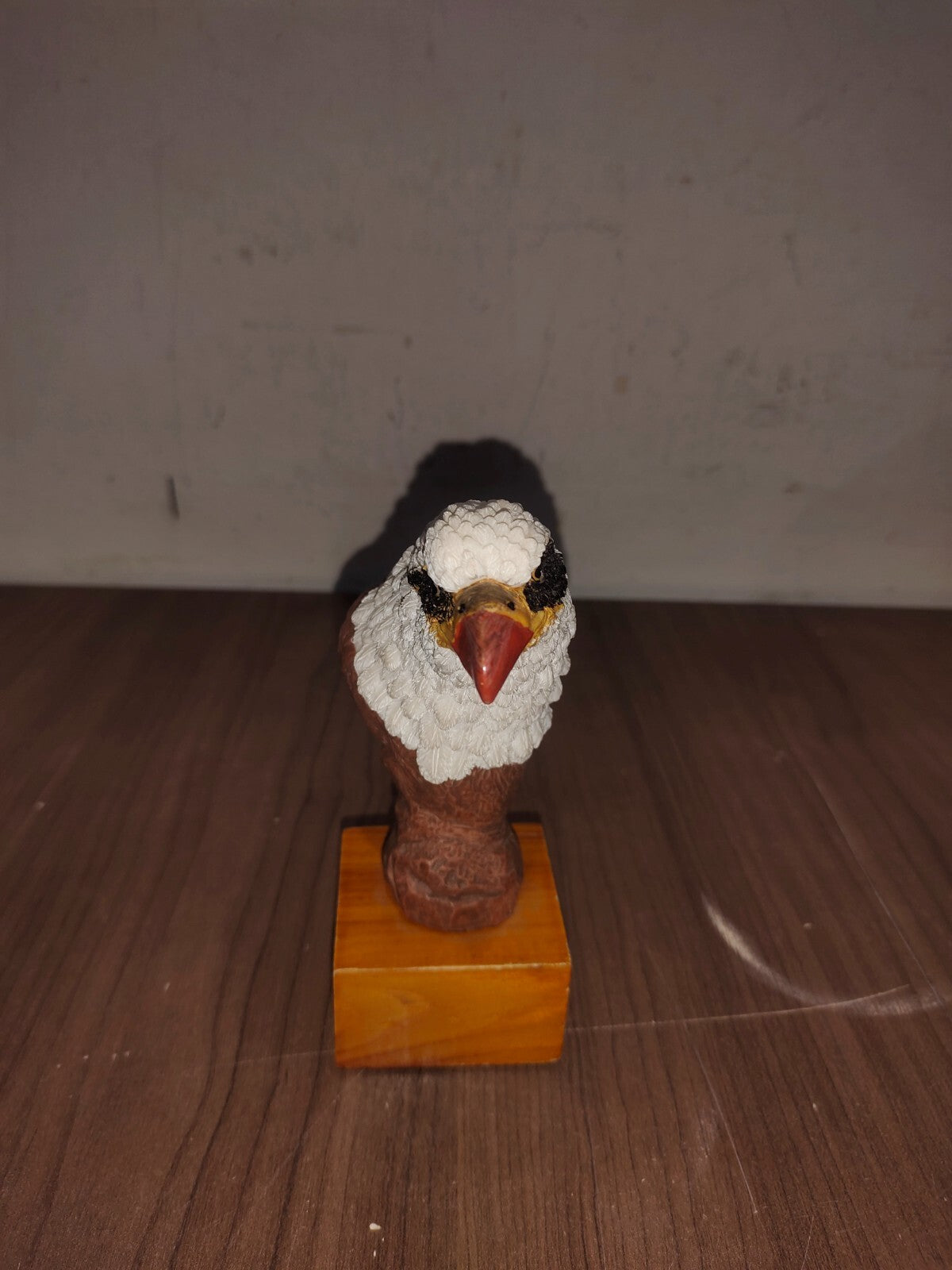 Bald Eagle Head & Carved Wood Look Resin Figurine
