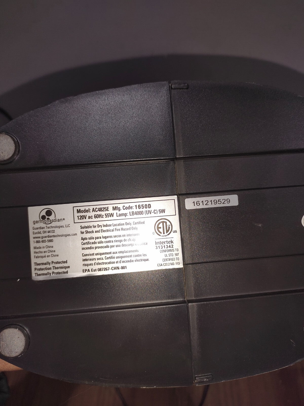 Germ Guardian AC4825E Tower Air Purifier with HEPA Filter, UV-C Light