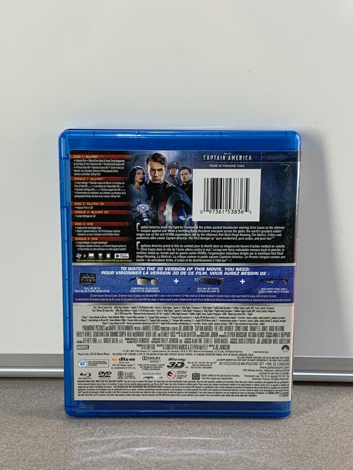 Captain America: the First Avenger 3d/2D (Blu-ray 3D, 2011)
