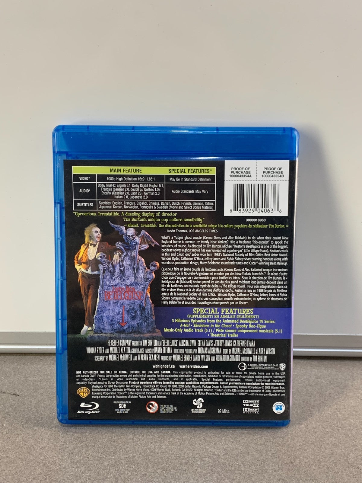 Beetlejuice (Blu-ray Disc, 2008, Canadian)