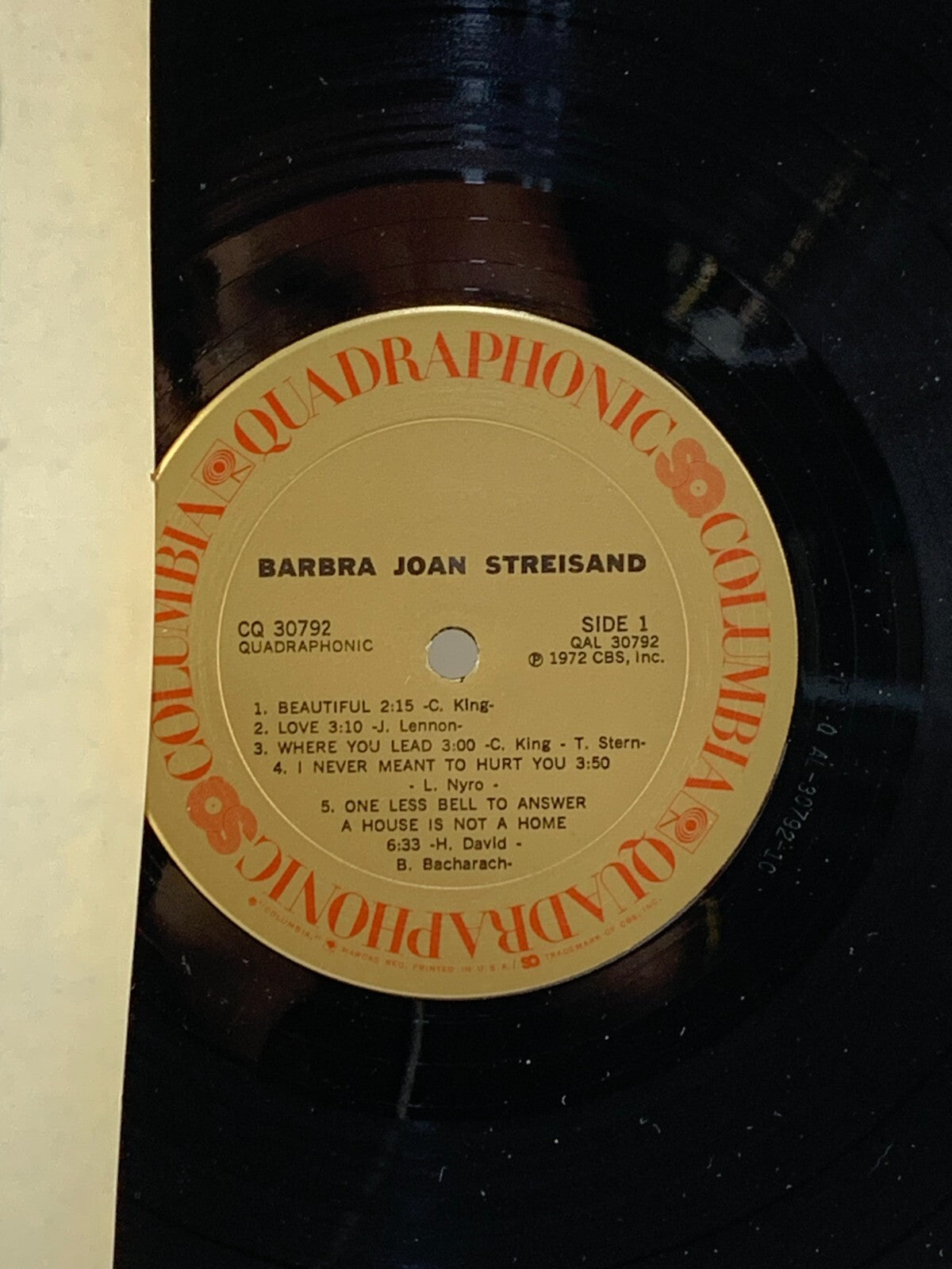 BARBRA STREISAND Barbra Joan Streisand QUADRAPHONIC COLUMBIA CQ 30792