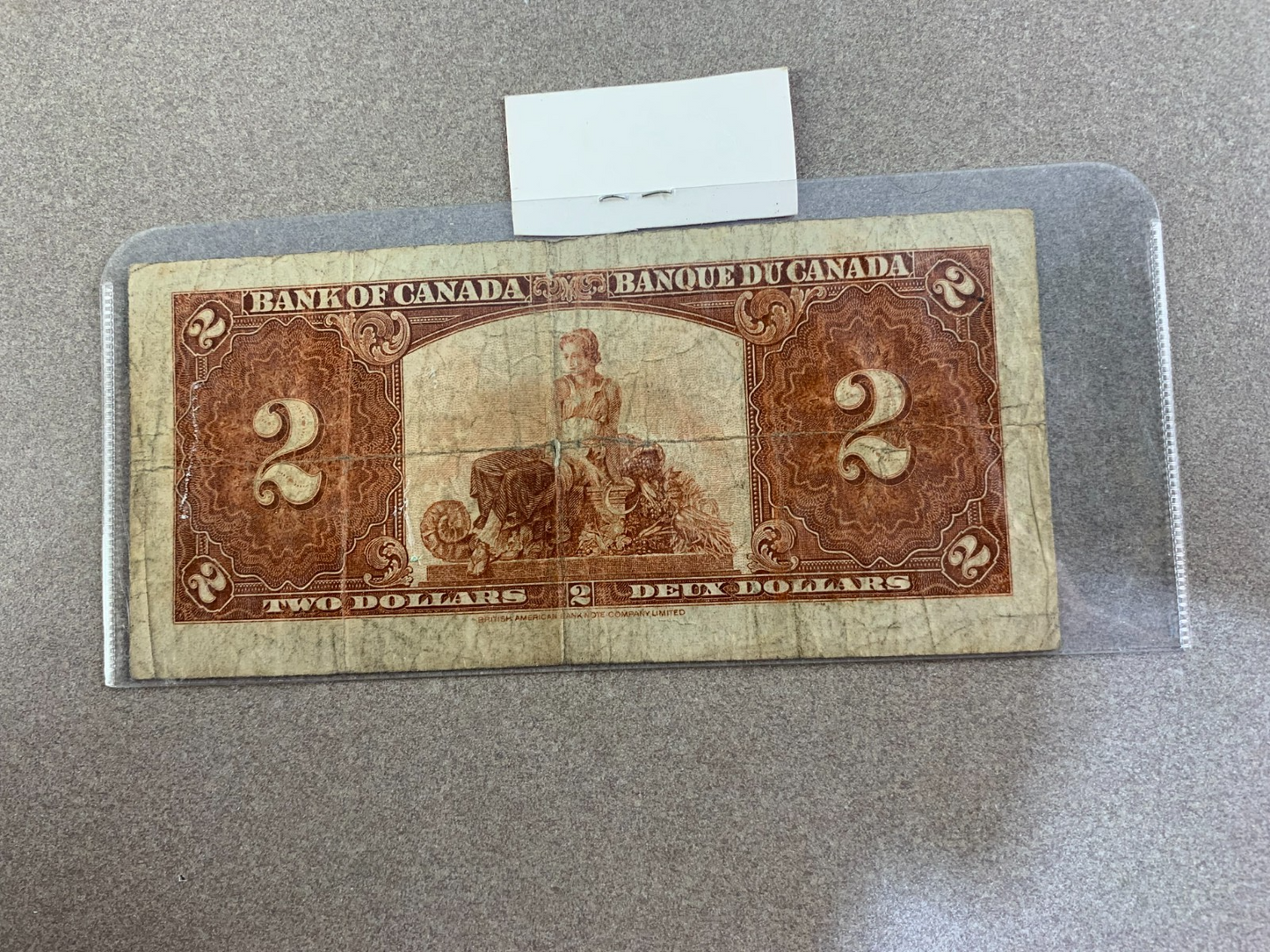 1937 $2 Bank of Canada Bill – Coyne/Towers – Serial D/R9802958 – George VI