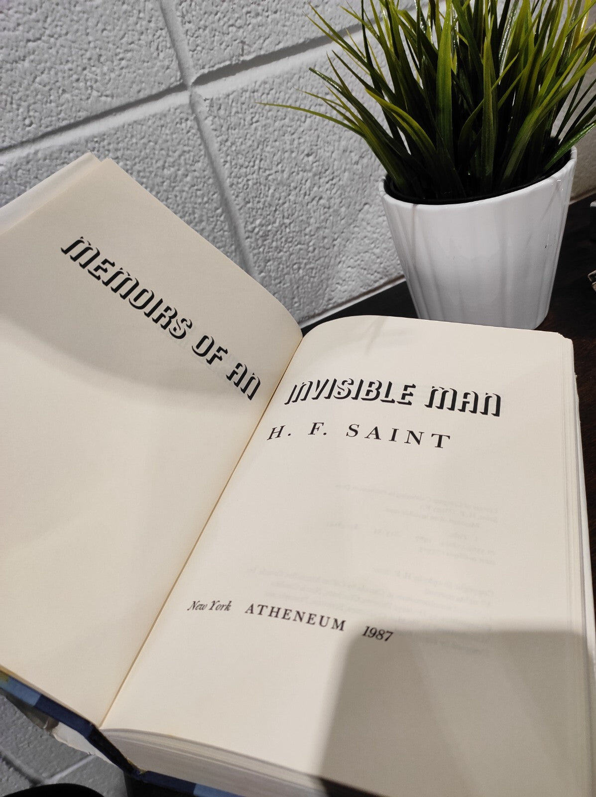 1987 FIRST EDITION MEMOIRS OF AN INVISIBLE MAN H.F. SAINT