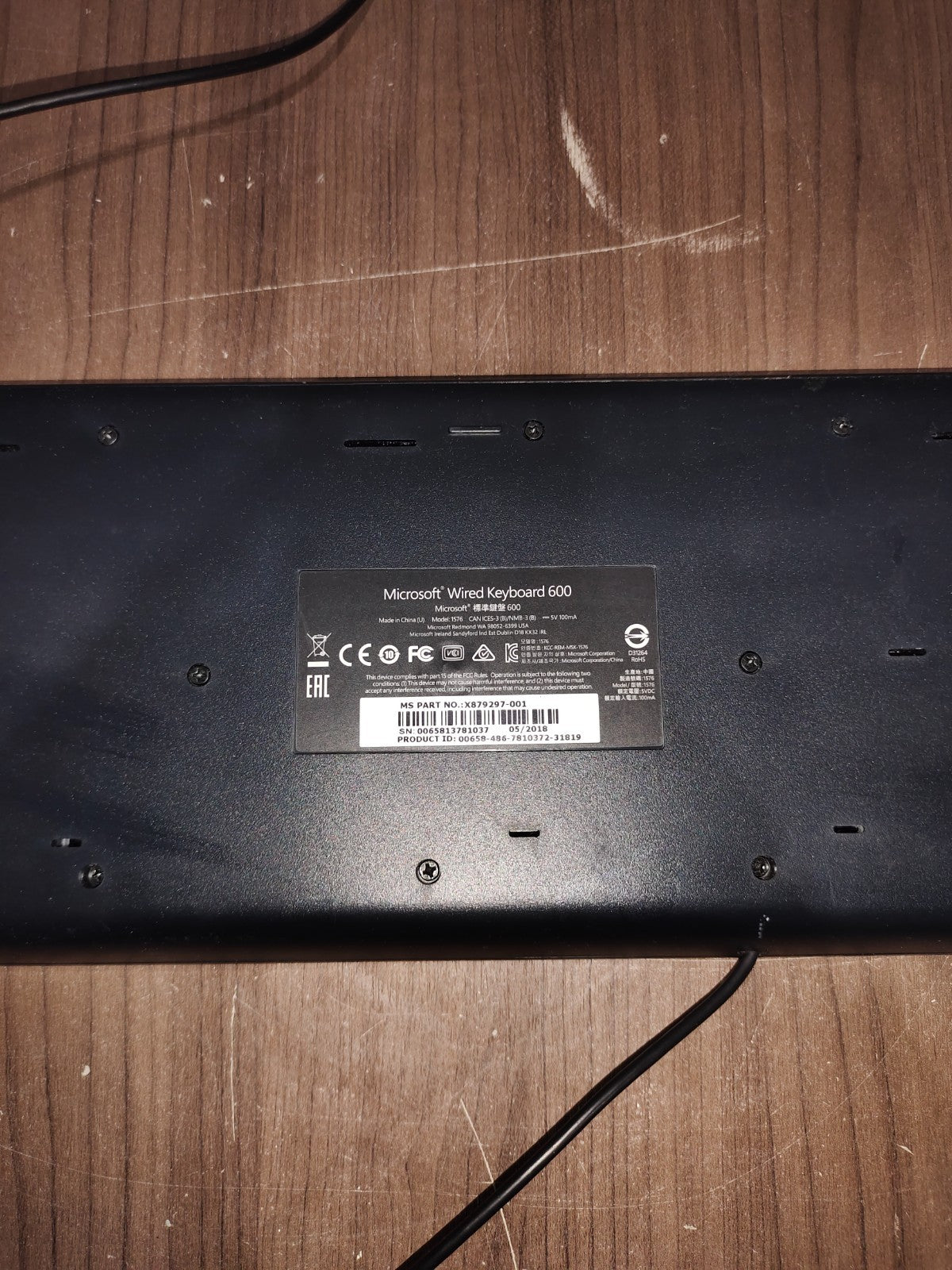Microsoft Wired 600 Keyboard - Model - 1576