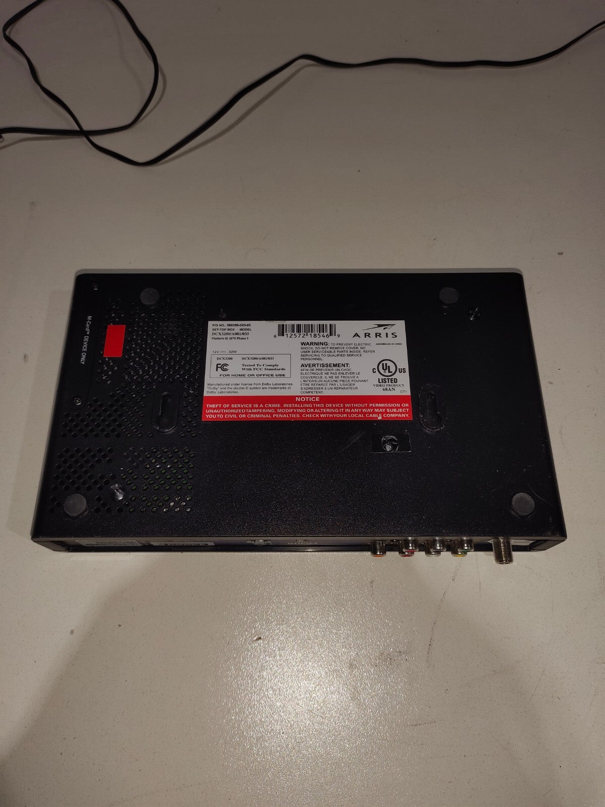 ARRIS DCX3200 DIGITAL CABLE BOX