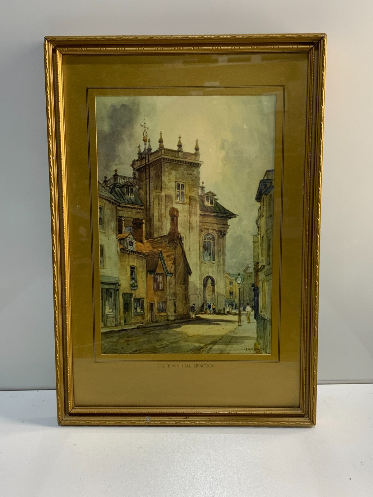 Vintage FEATHERSTONE ROBSON colour tint print. Old Town Hall Abingdon