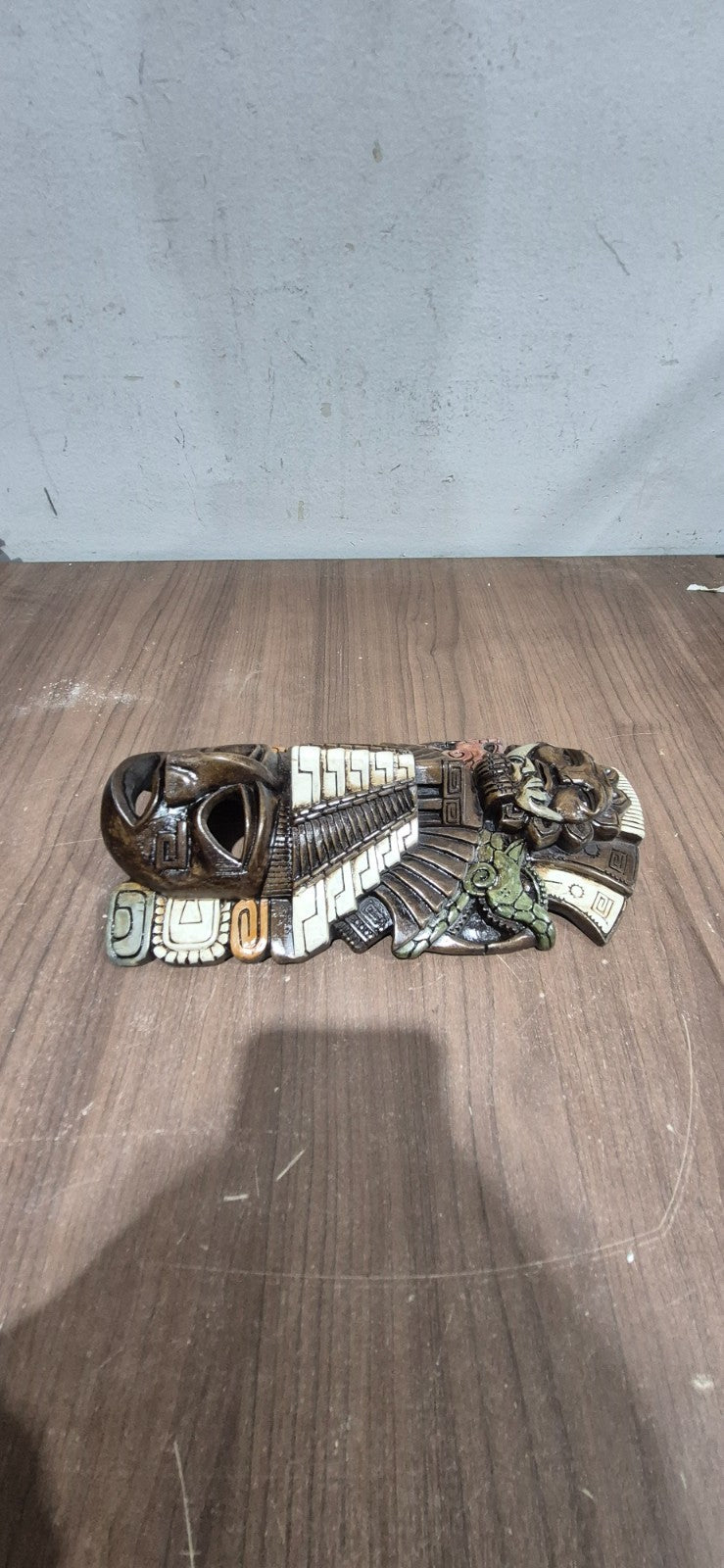 60’s Vintage Ceramic Hand Carved Aztec Face - Wall Hanging Plaque