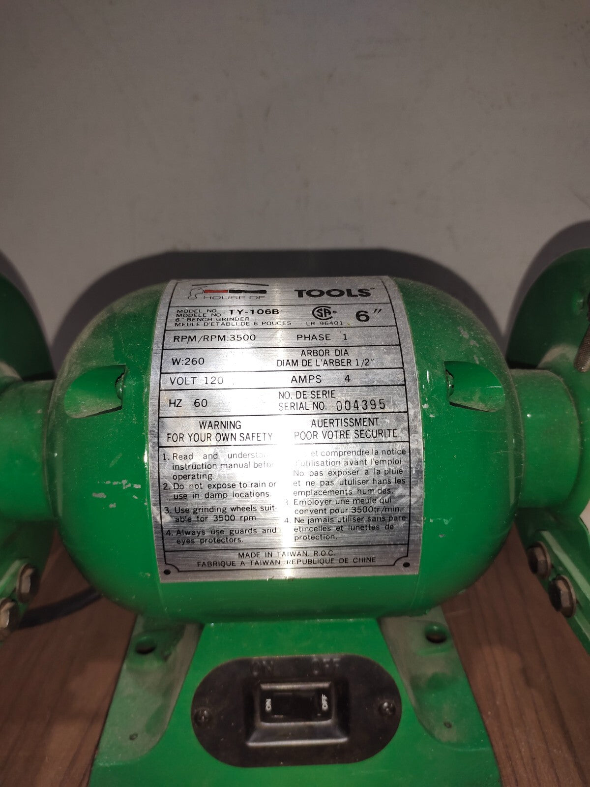 Green House of Tools 6-Inch Bench Grinder - TY-106B