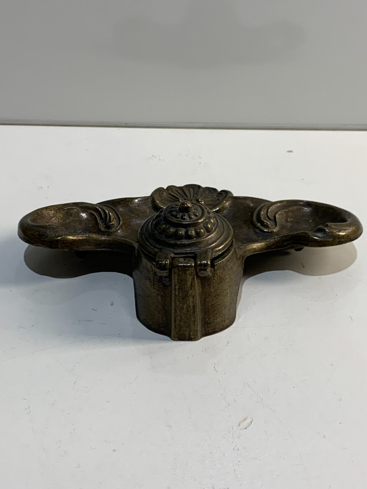 Vintage Ink Reservoir Inkwell Victorian Art Nouveau Brass French Ornate