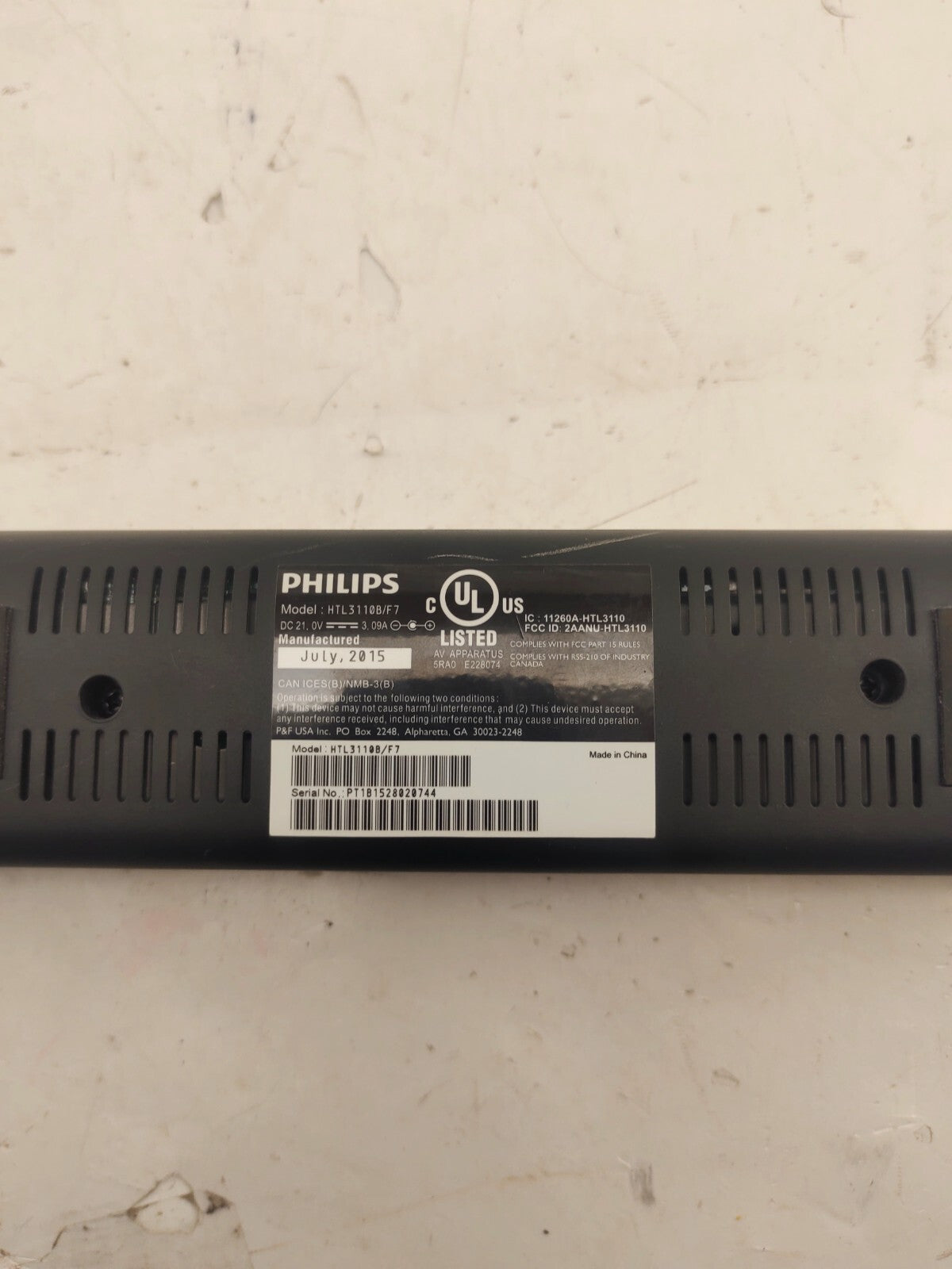 Philips HTL3110B/F7 Sound Bar Virtual Surround Sound Bluetooth