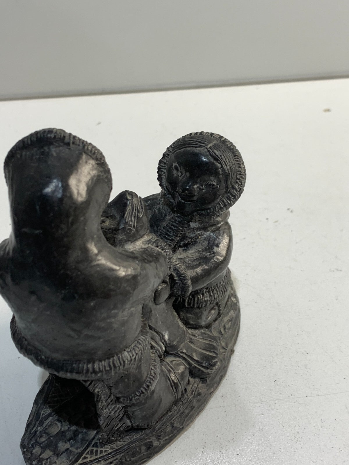 Wolf Original Soapstone Carving Sculpture Inuit Couple Hand Made In Canada VTG