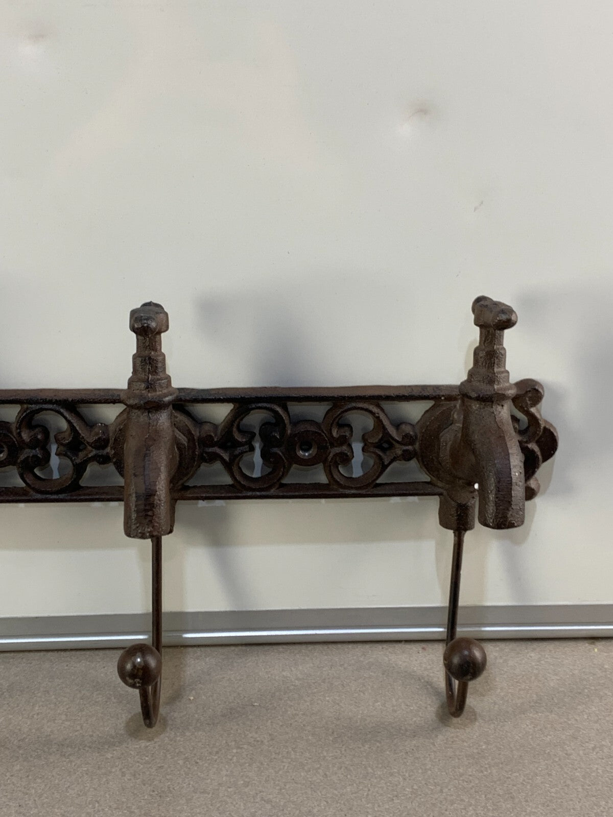 Vintage 3 Knobs Water Spigot Wall Hook Coat Hanger Cast Iron