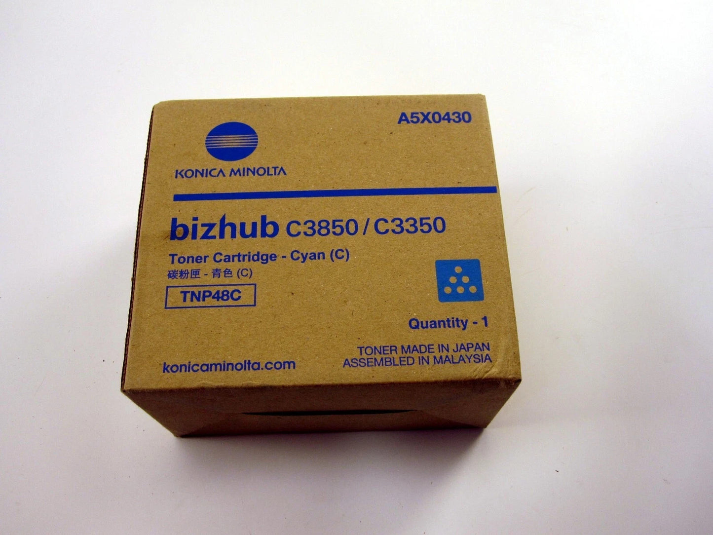 Genuine Konica Minolta TNP48C A5X0430 CYAN Toner - Bizhub C3850 C3350