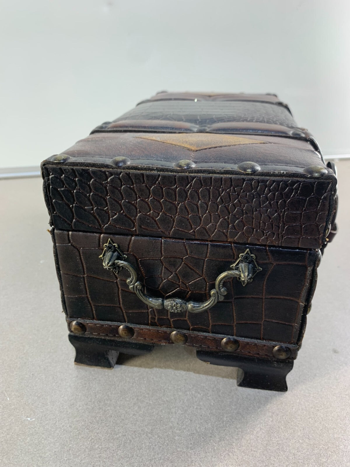 Beautiful Chest With A Metal Latch With Leather Straps