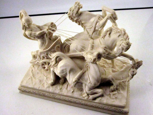 Roman Chariot Marble-Style Statue - Artistic Elegance from Italy