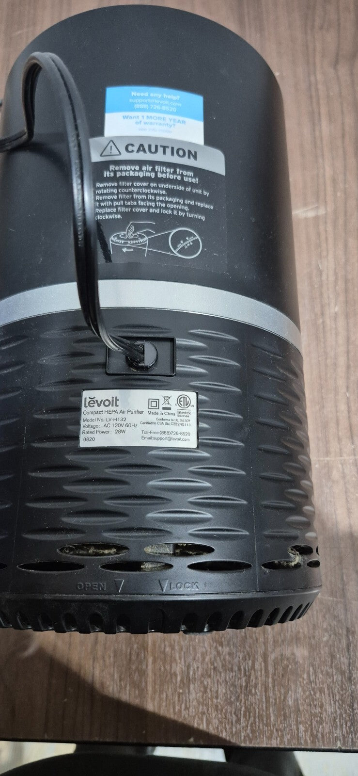 Levoit LV-H132 True Advanced HEPA Air Purifier with 3 Speed Levels - Black