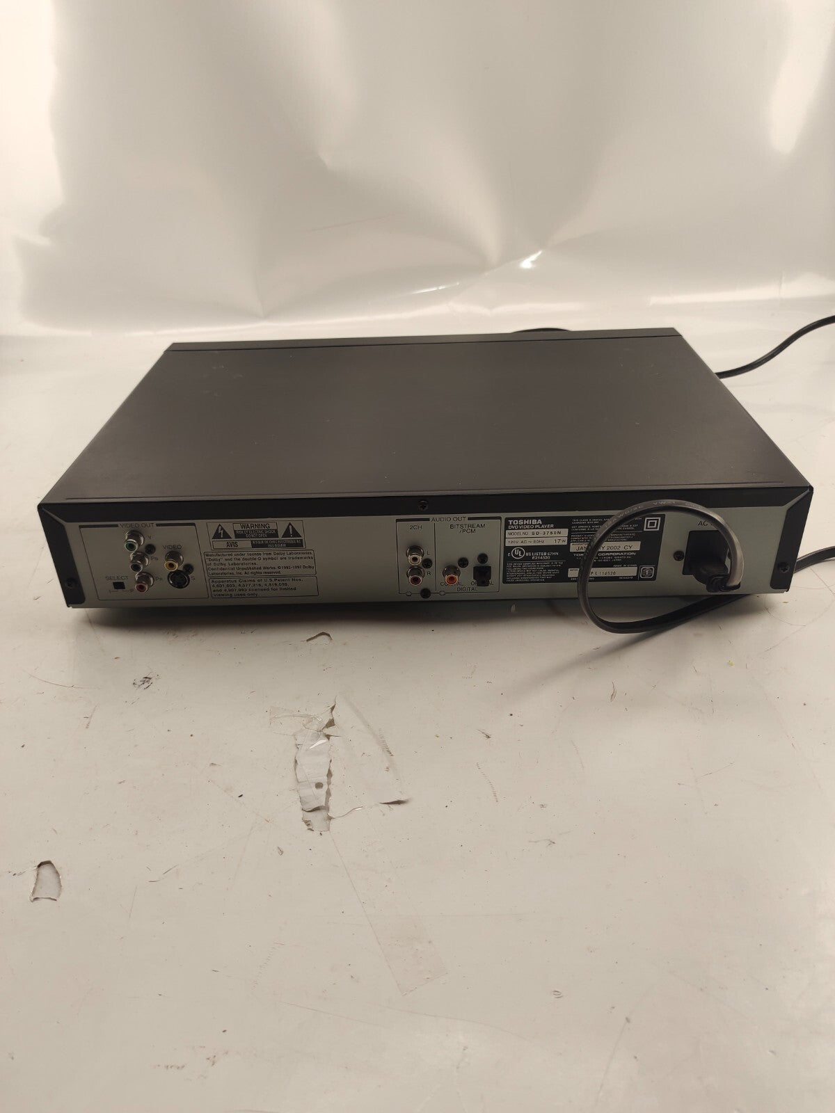 Toshiba SD-3750 Digital Video DVD Player with No Remote