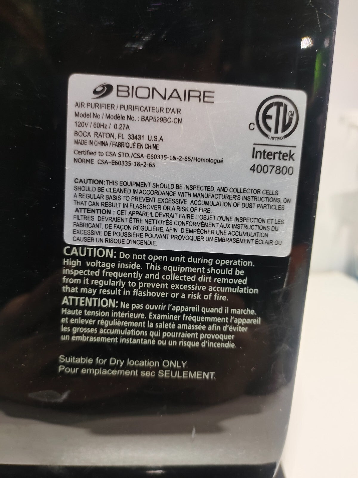 Bionaire Air Purifier - BAP529BC