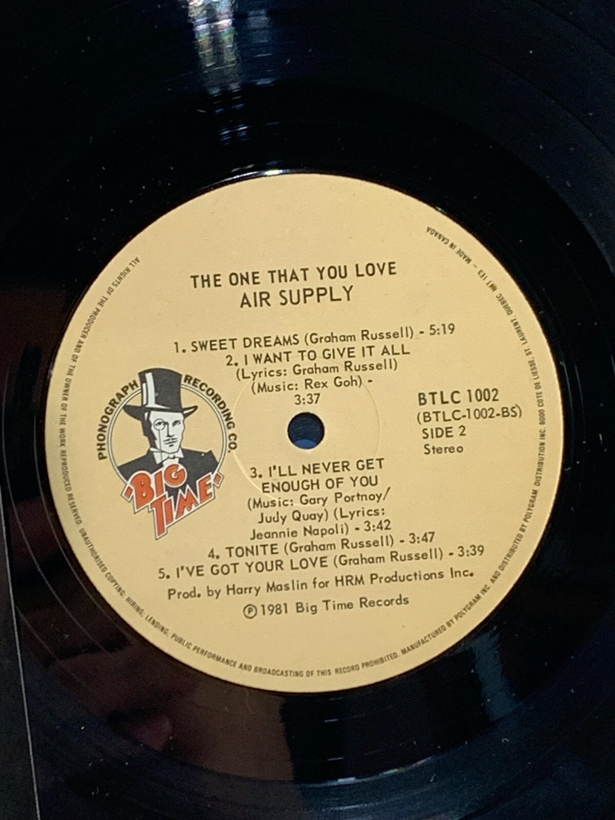 AIR SUPPLY - THE ONE THAT YOU LOVE - VINYL RECORD LP