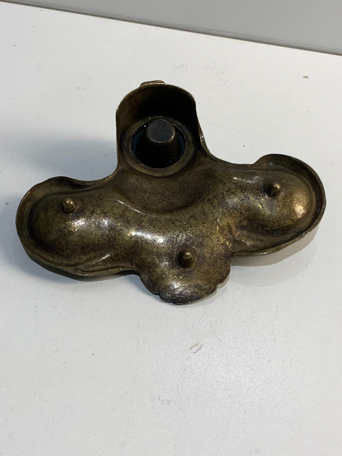 Vintage Ink Reservoir Inkwell Victorian Art Nouveau Brass French Ornate