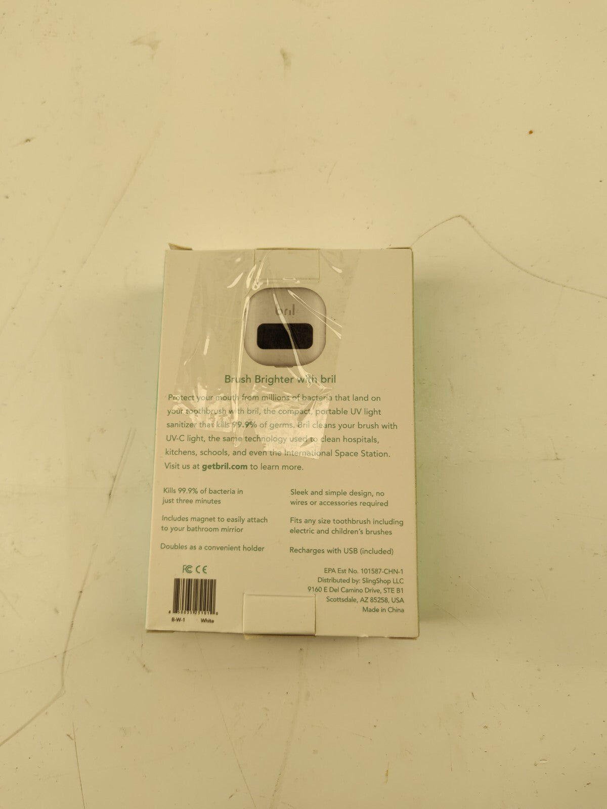 Bril UV-C Toothbrush Sanitizer Portable Sterilizer Cover Holder and Case (White)